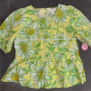 Lilly Pulitzer Floral Blouse in Yellow and Green
